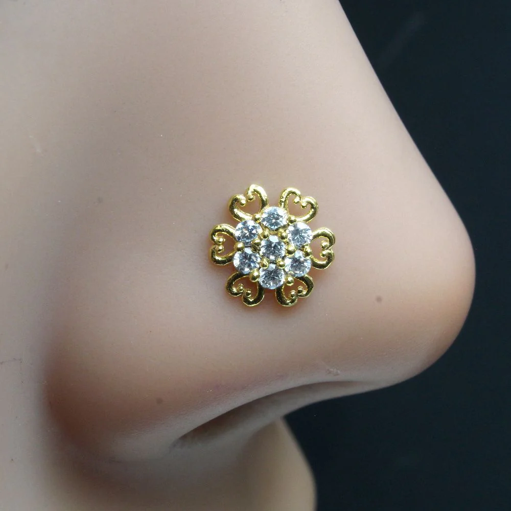 Heart blossom flower design nose pin
