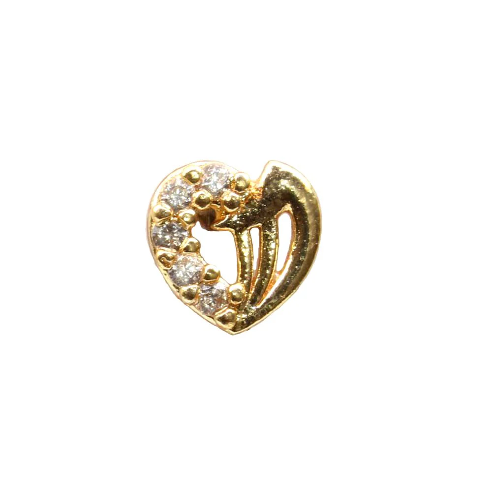 Heart-shaped Gold Plated Nose Stud - Image 2