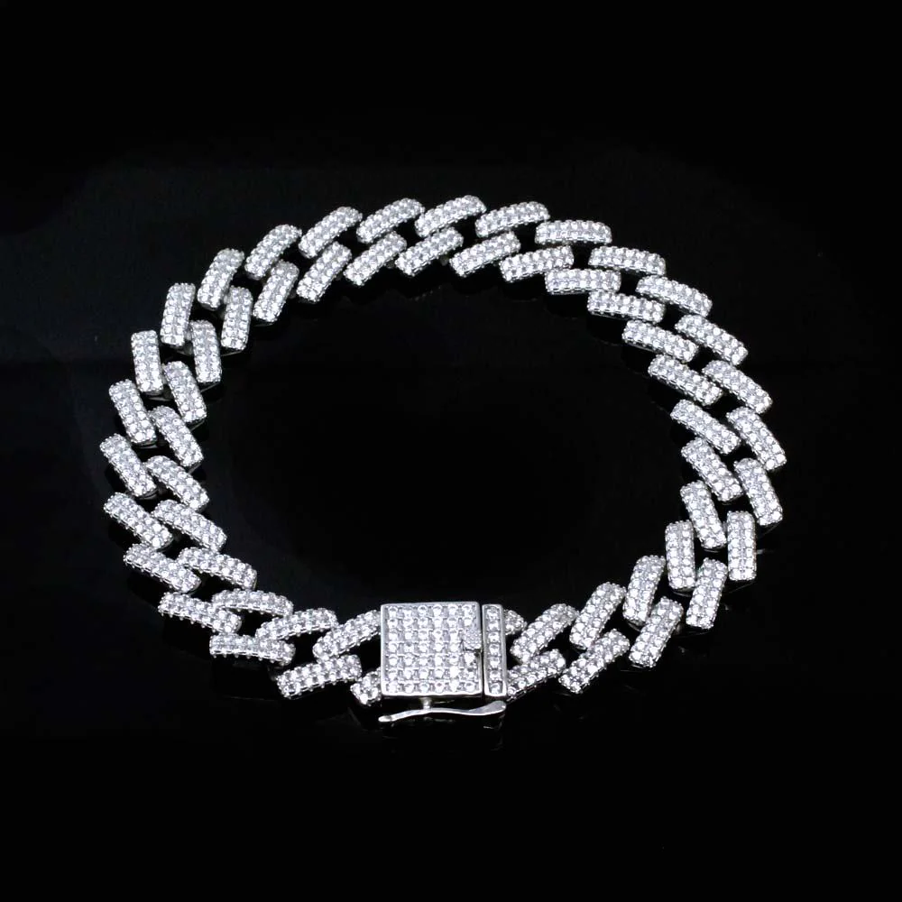 Iced Out Cuban link Bracelet for Men in 925 Silver. - Image 2