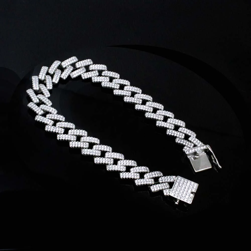 Iced Out Cuban link Bracelet for Men in 925 Silver. - Image 4