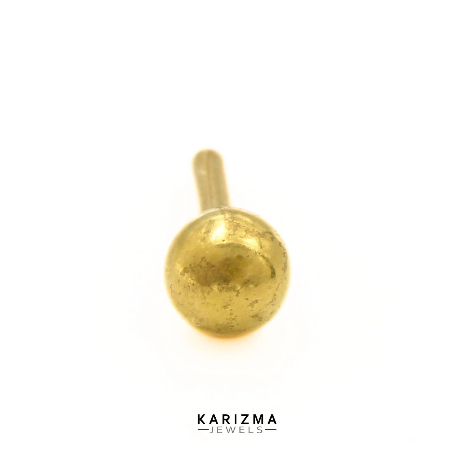 Indian 18K Real Gold Women Plain Ball Round daily wear stud nose ring Push Pin - Image 3