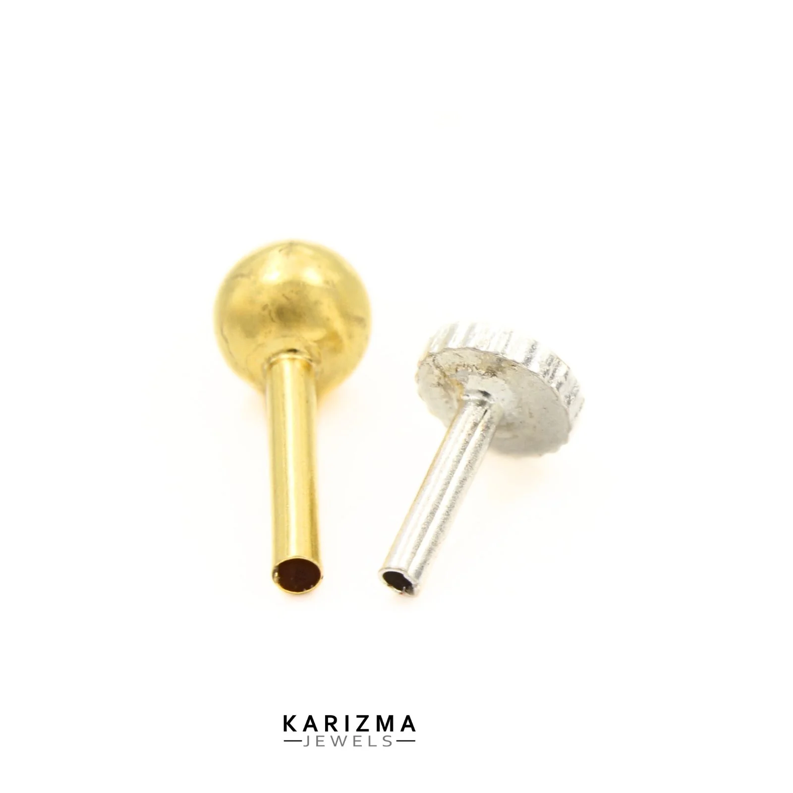 Indian 18K Real Gold Women Plain Ball Round daily wear stud nose ring Push Pin - Image 4