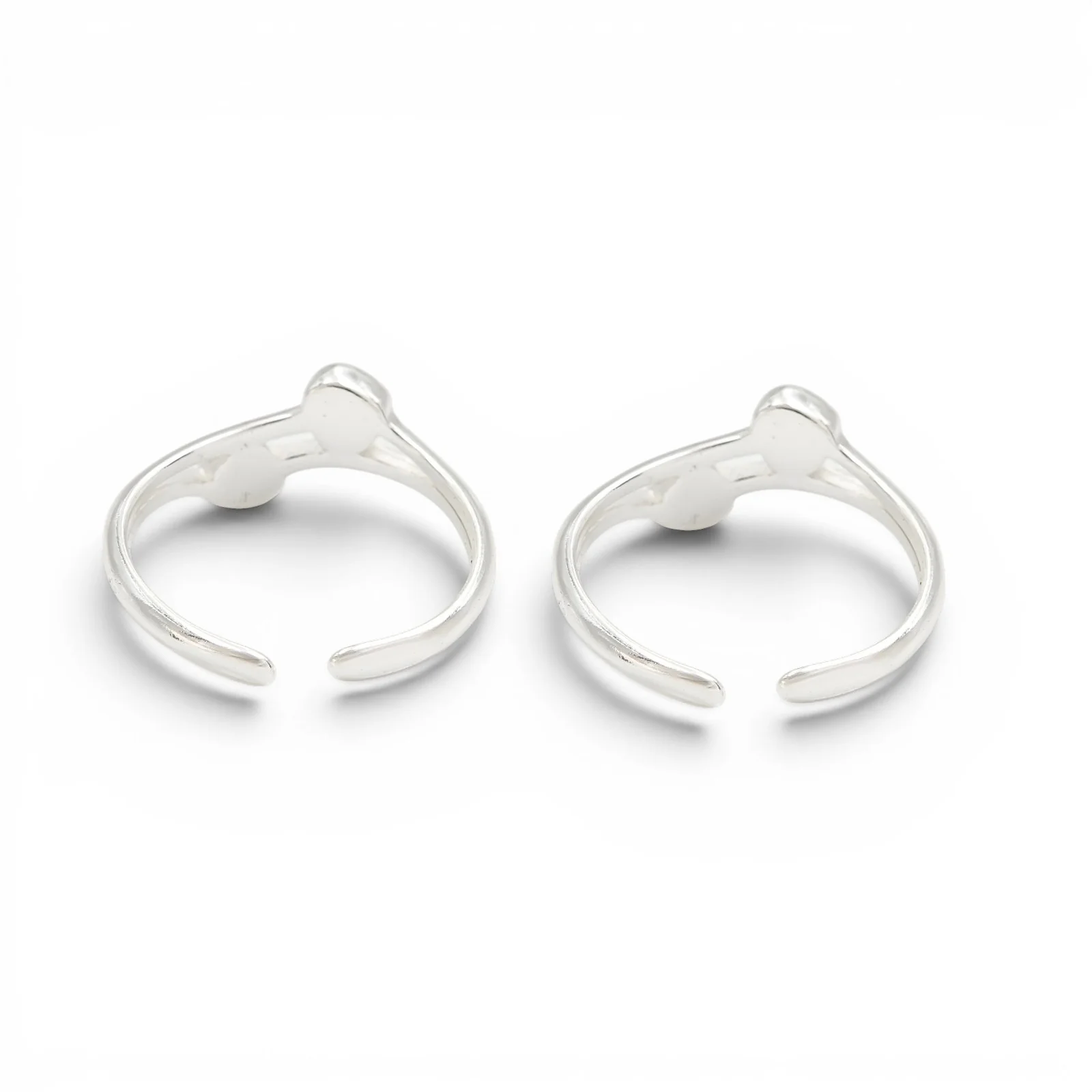 Indian 925 Real Silver Women Double Heart Motif Toe Ring - Pair - Image 4
