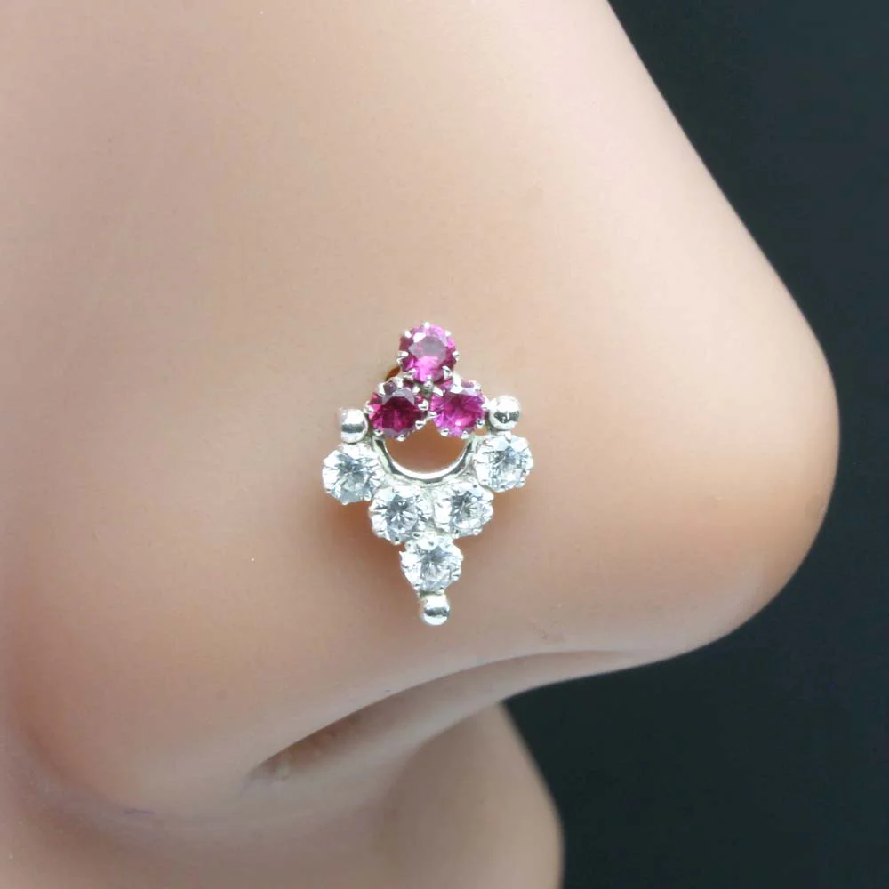 Indian Cluster Silver Nose Piercing