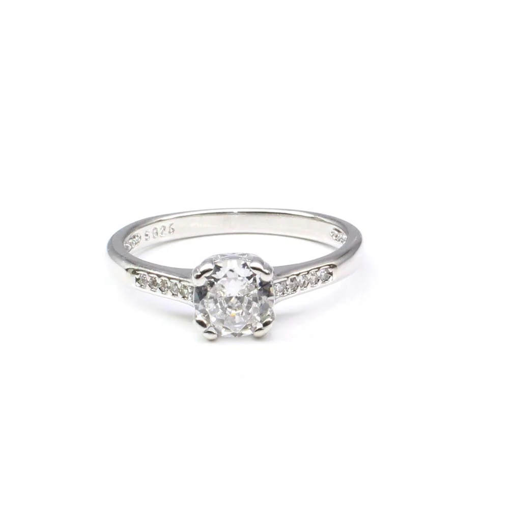 Indian 925 Sterling Silver Round Solitaire Engagement Ring - Image 3