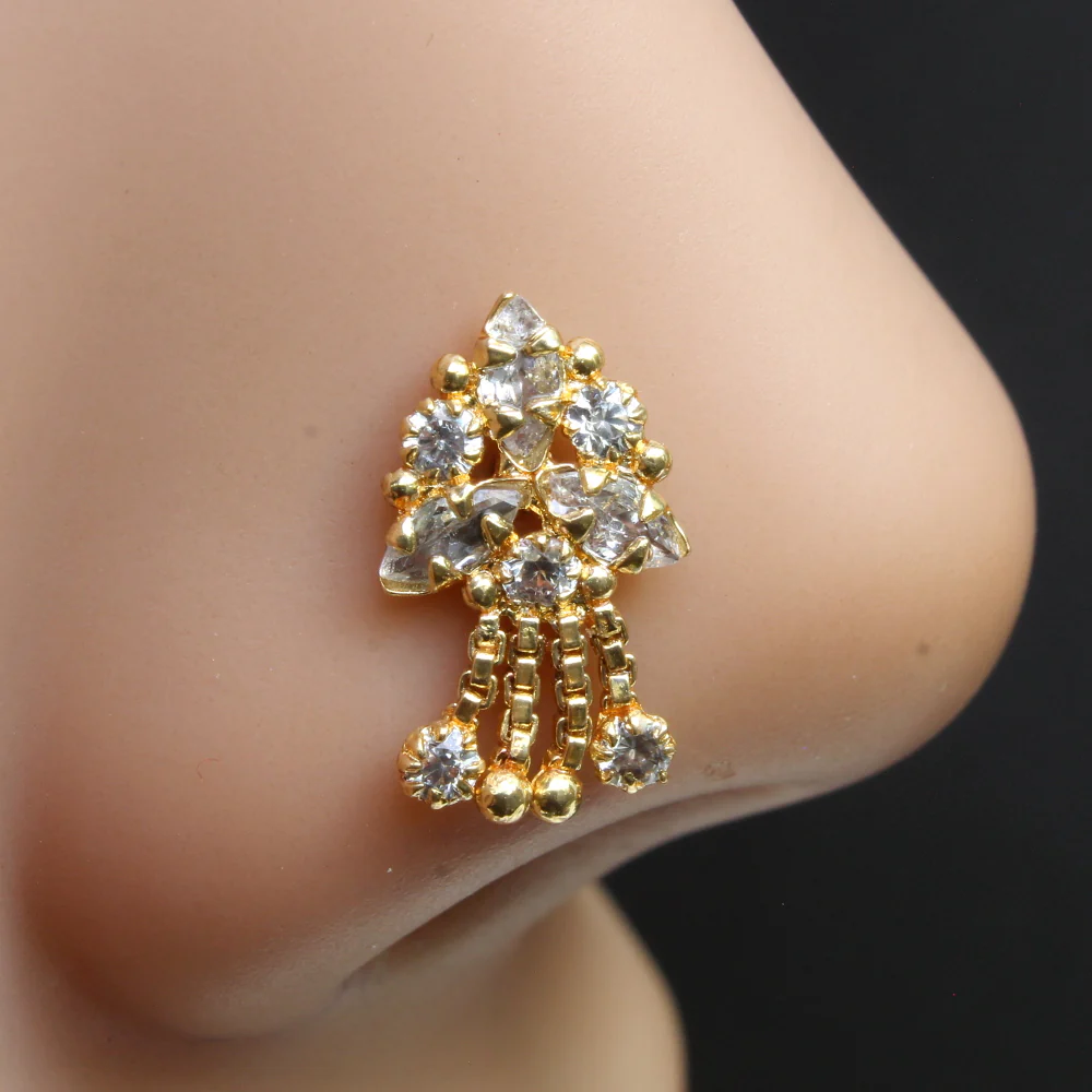 Indian dangling elements nose pin