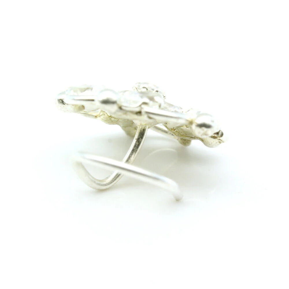 Floral Rainbow Style Silver Nose Pin - Image 3