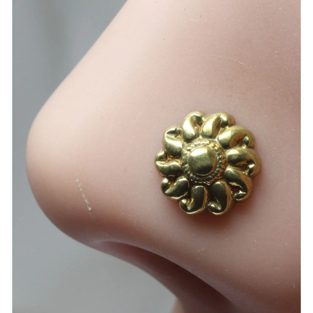 Indian floral brass nase stud