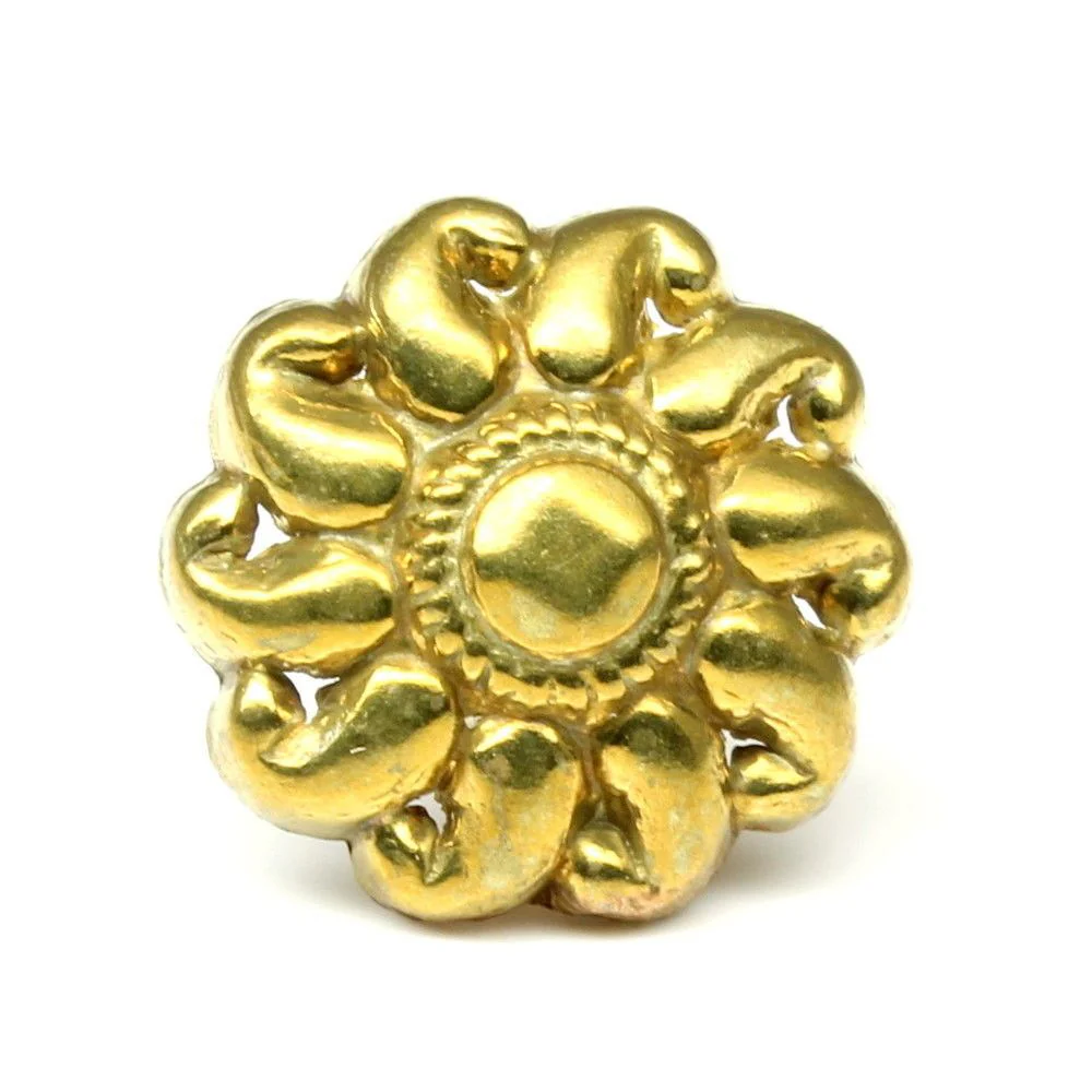 Indian floral brass nase stud - Image 2
