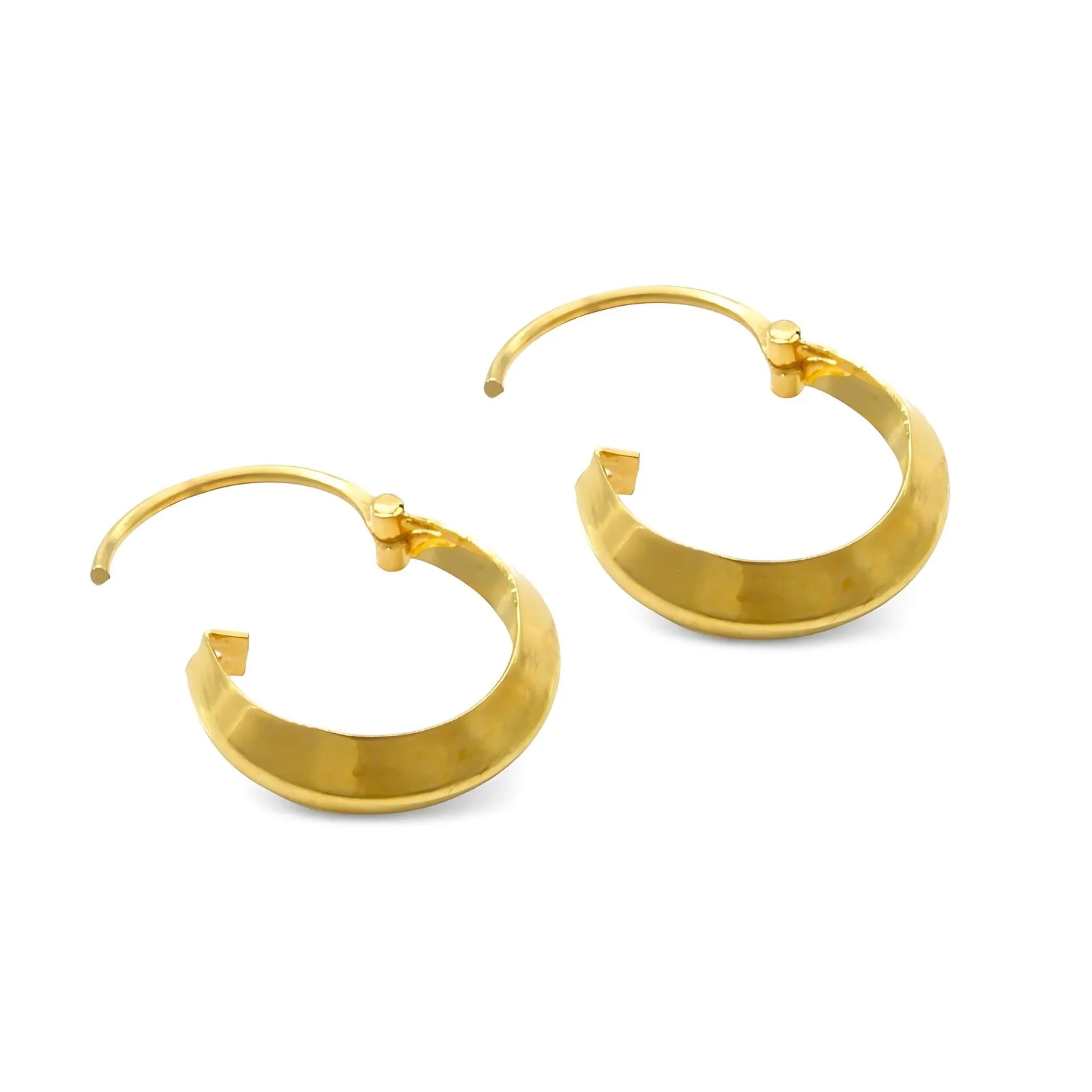 Indian hinged hoop V shape earrings 18k Solid Yellow Gold - Image 4