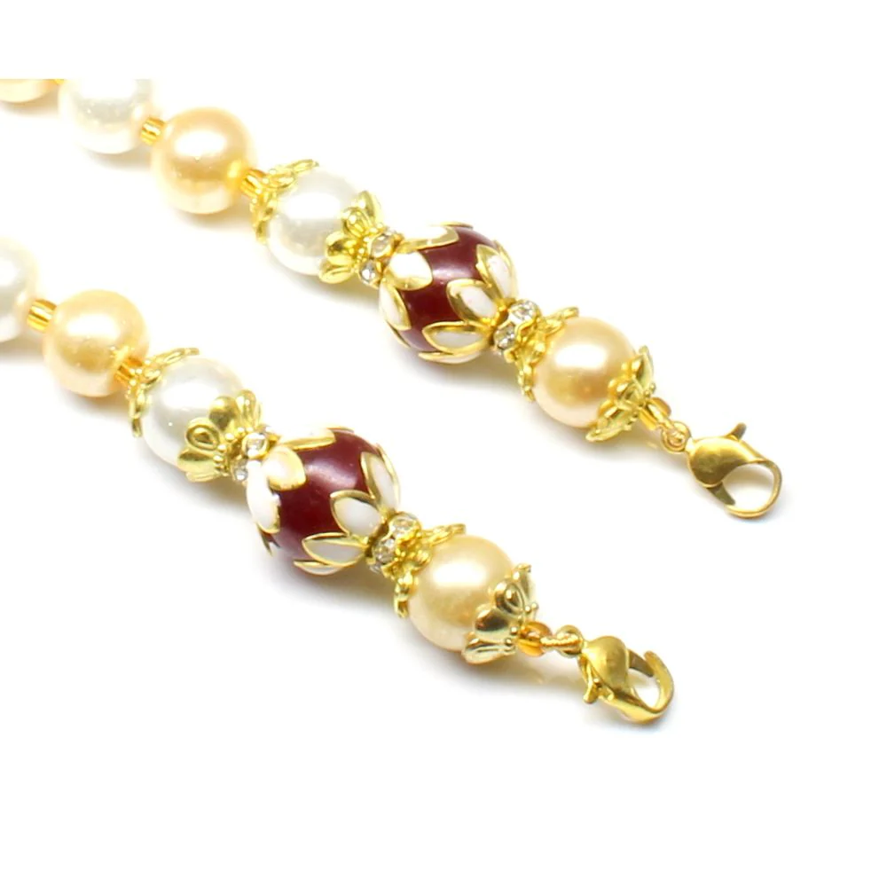Indian Imitation Pearl Beads Single Strand necklace pendant Tassel 18" lobster - Image 3