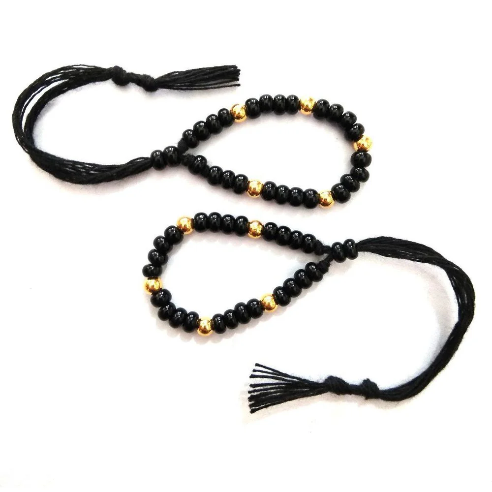 Indian Nazaria 22k Real Gold Black Beads bracelet new born baby toddler kids