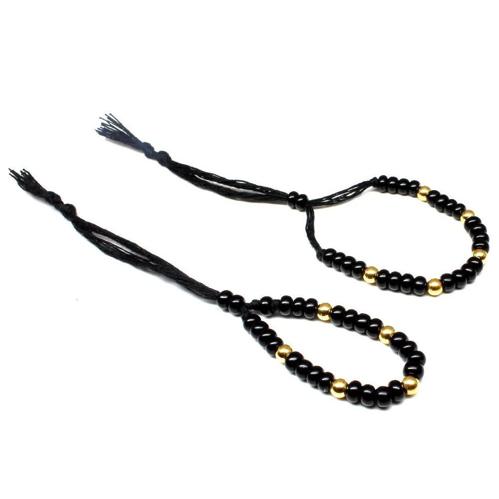 Indian Nazaria 22k Real Gold Black Beads bracelet new born baby toddler kids - Image 3
