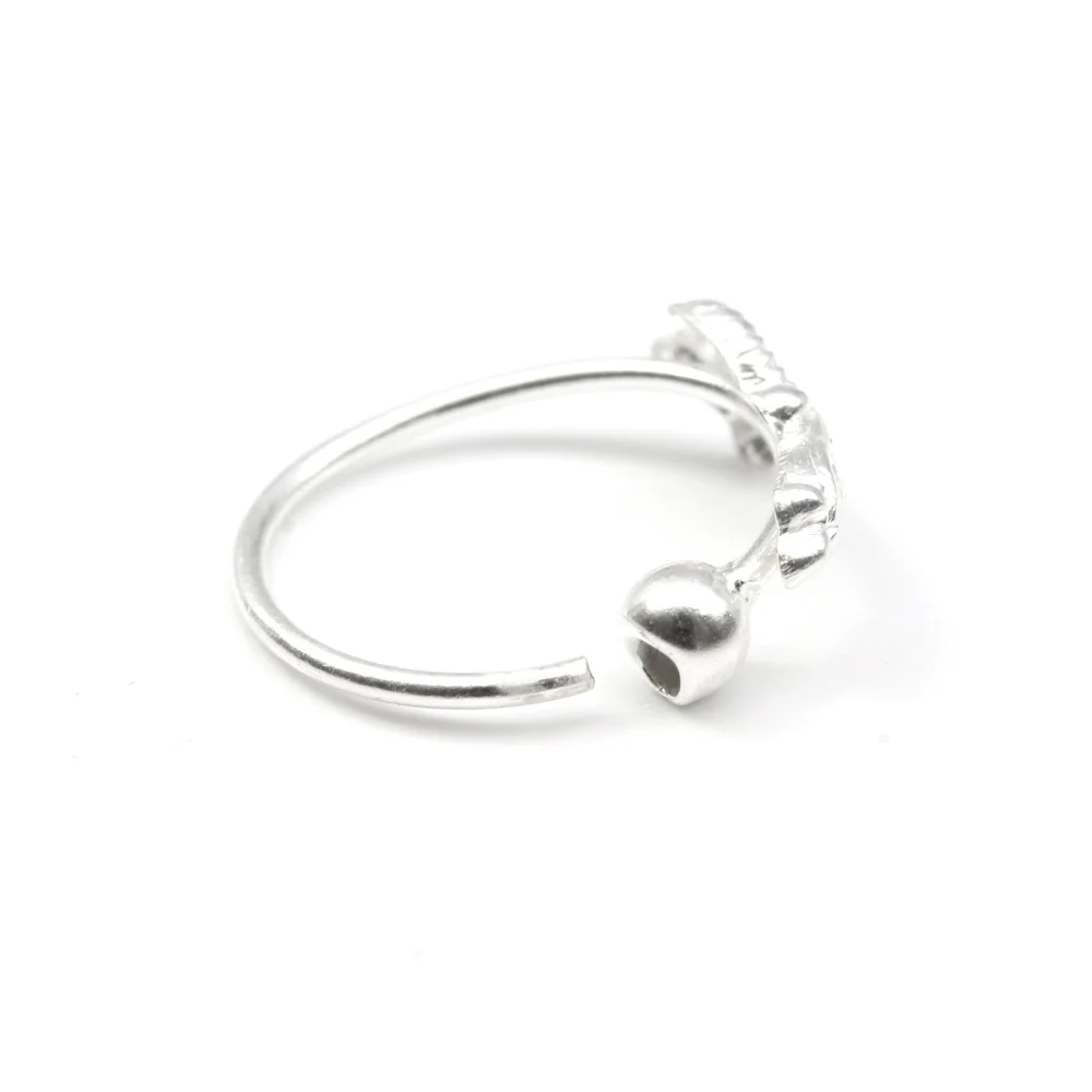Indian Ganesha Design Silver Nose Ring - Image 3