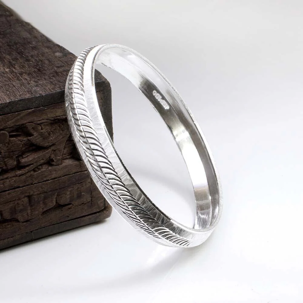Indian Real Sterling Silver Men's Bangle Sikh Kada pure silver Bracelet - Image 2