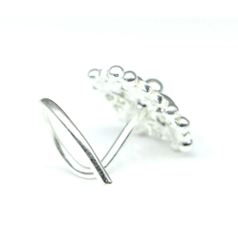 Indian Silver Mandala Flower Nose Piercing - Image 3