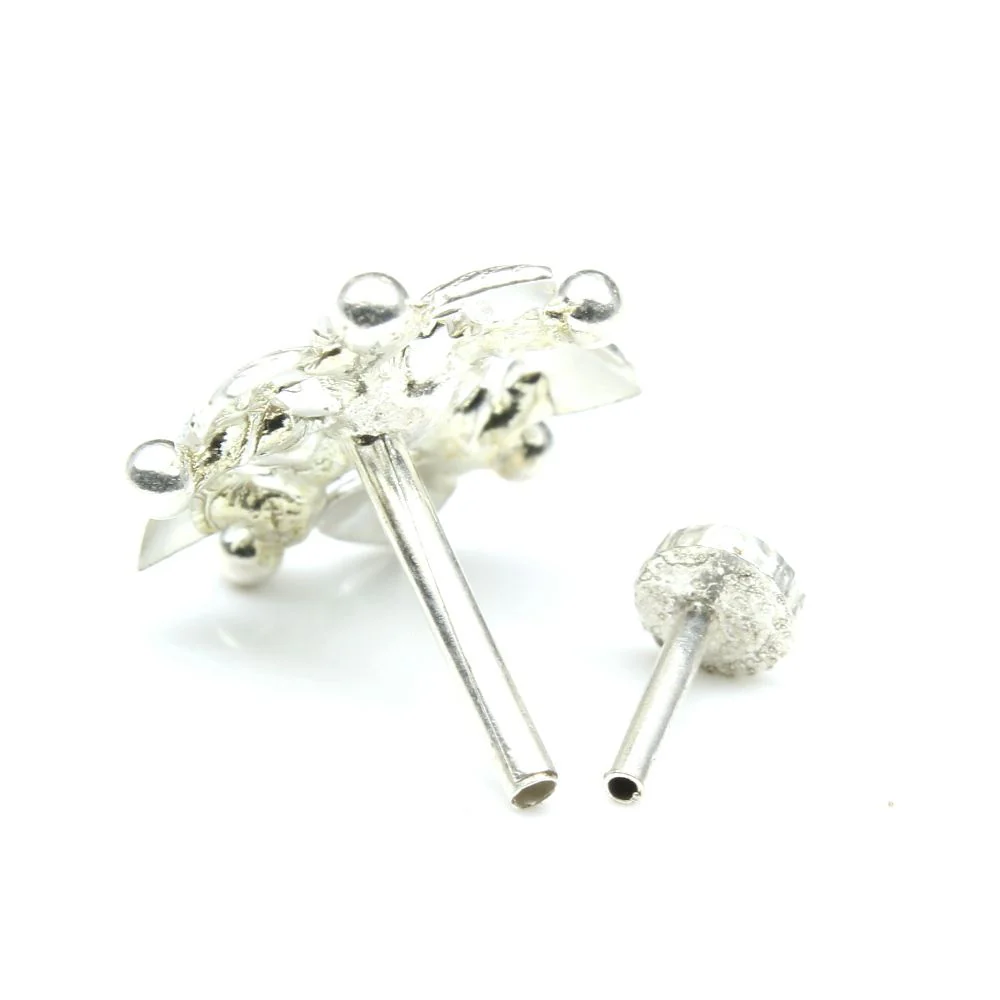 Indian Sterling Silver Cluster Nose Pin - Image 3