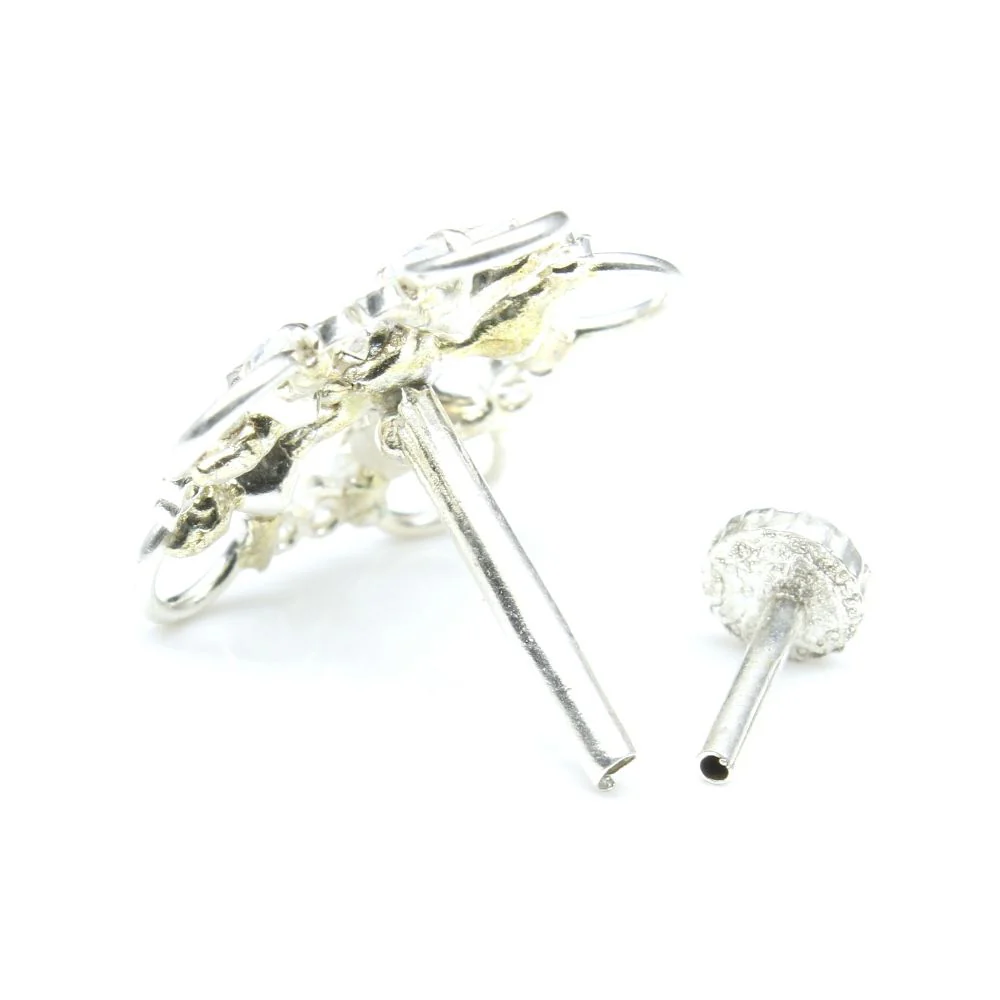 Real Silver Star Flower Nose Piercing - Image 3