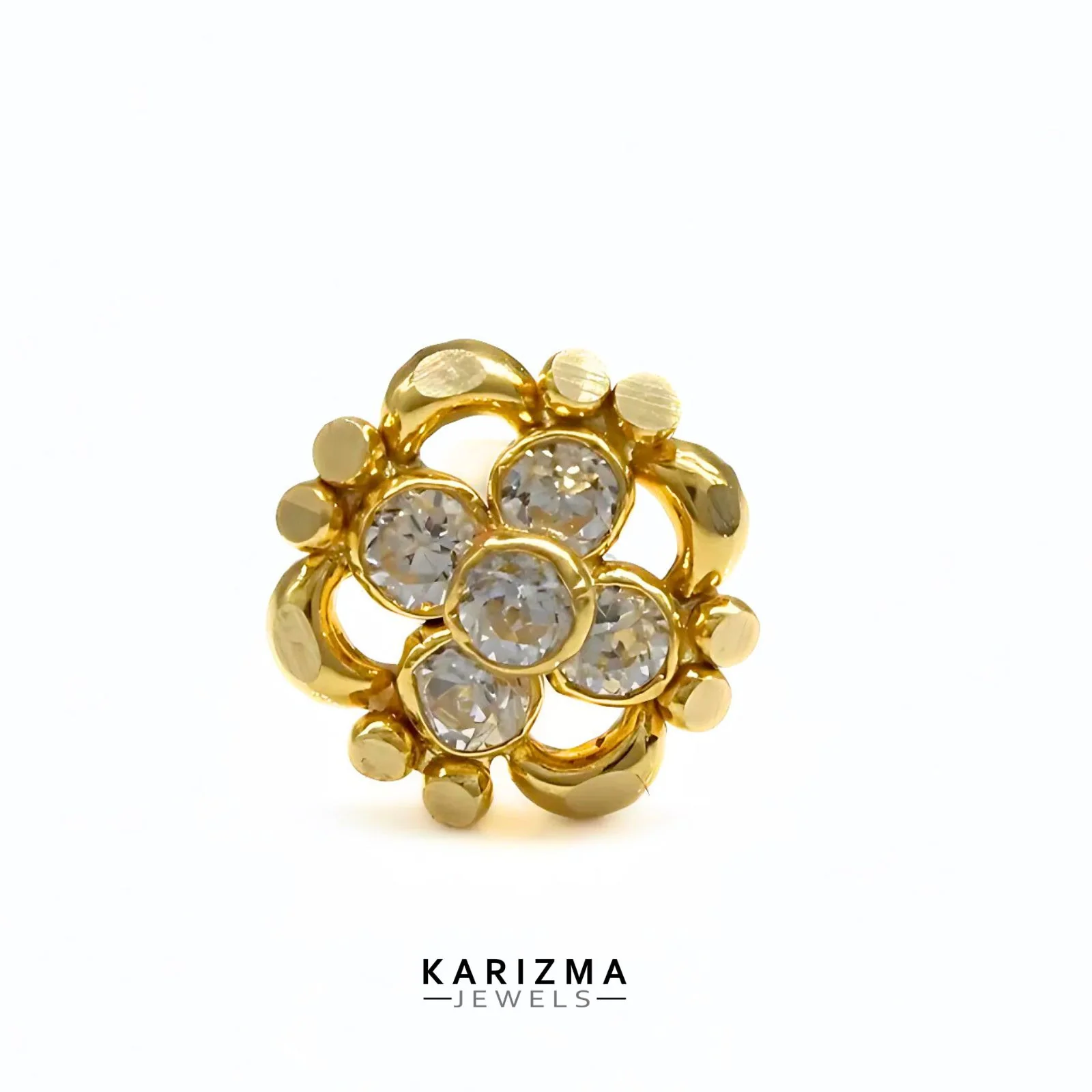 Indian Style 18K Real Gold women White CZ cultural design Nose stud nose ring Push Pin - Image 4