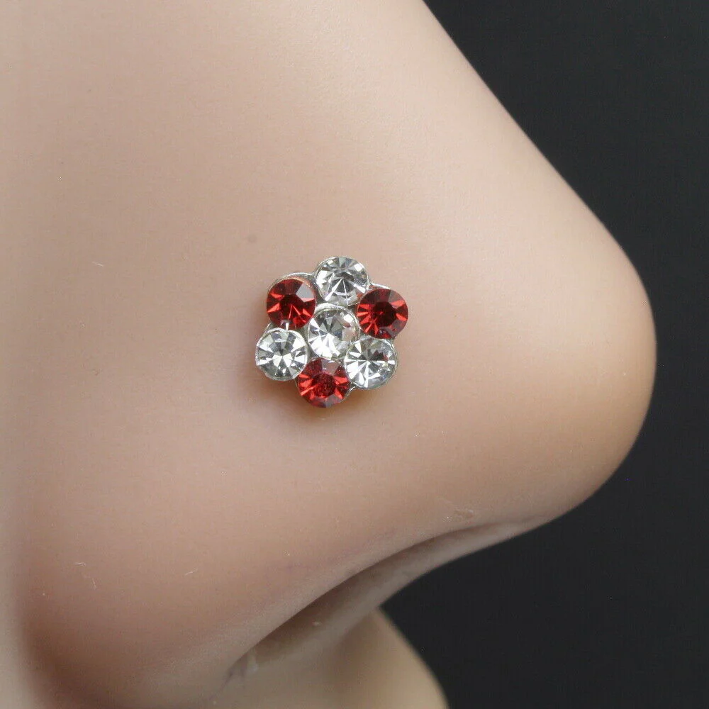 Indian style crystal nose stud