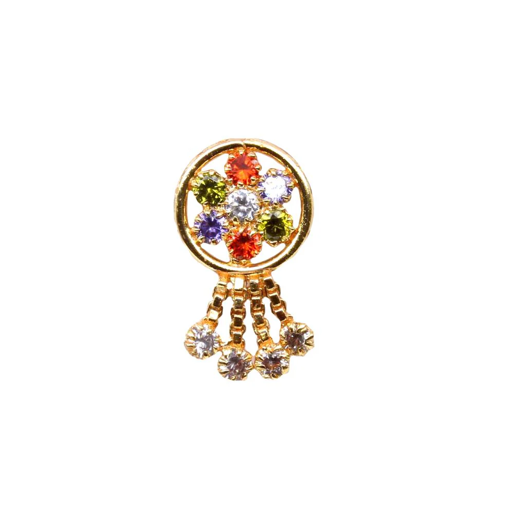 Indian Style Statement Dangle Nose Stud - Image 2