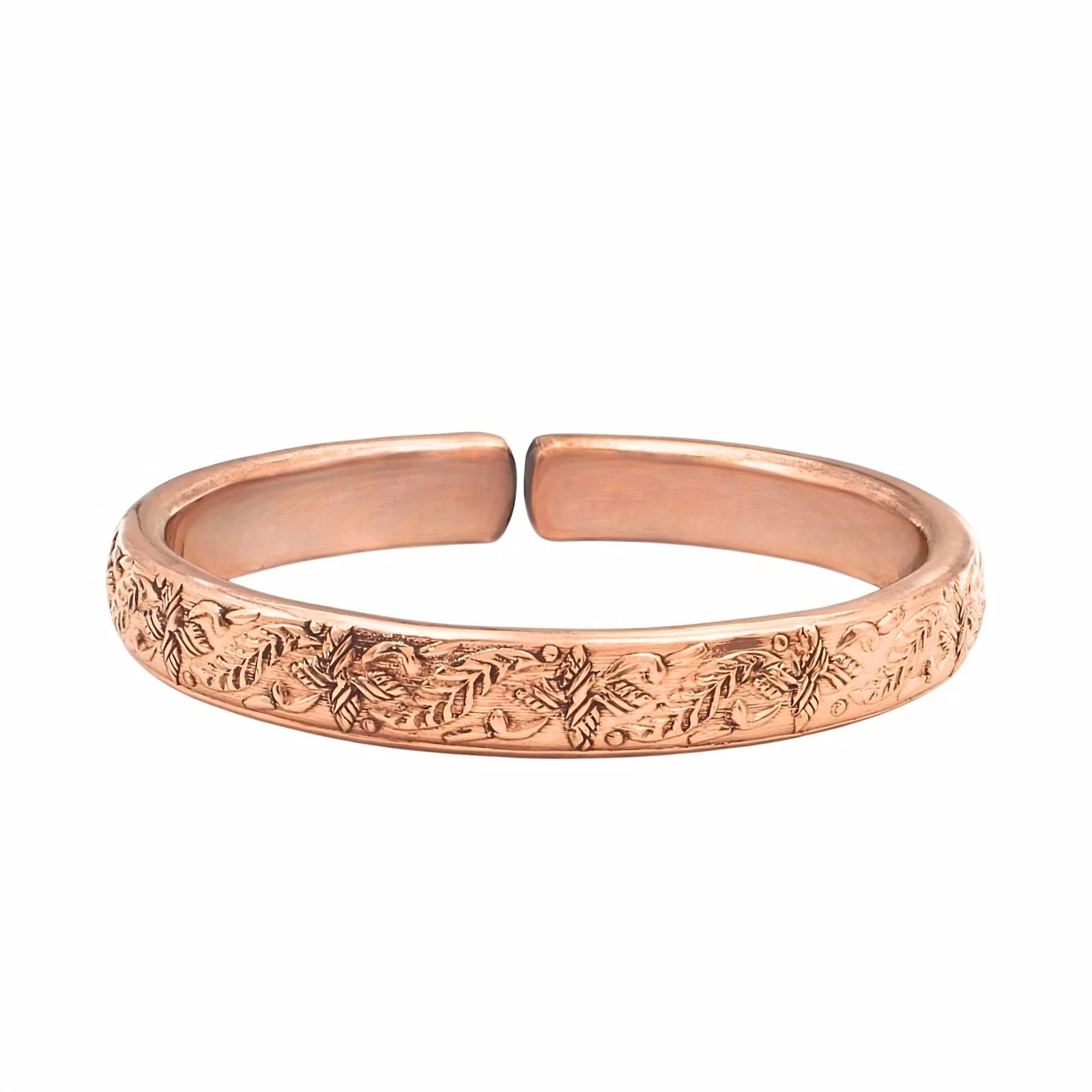Indian Traditional Floral Pattern Pure Copper Adjustable Kada - Image 2