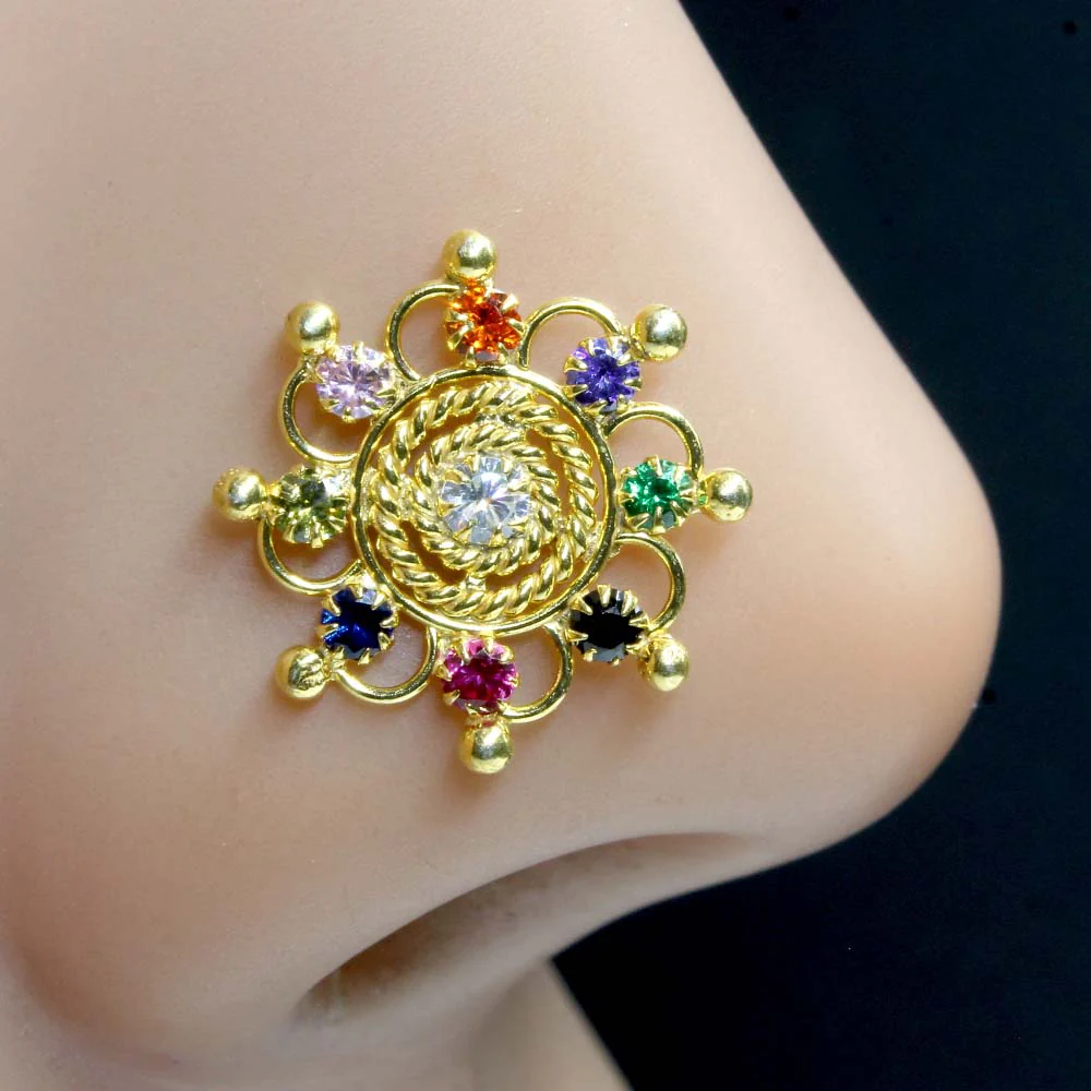 Large CZ Silver Nose Piercing - Image 2