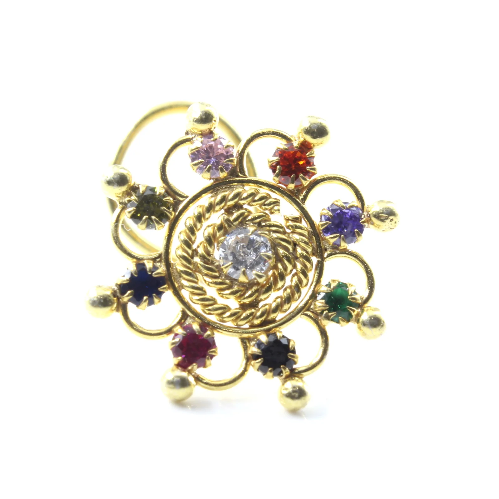Large CZ Silver Nose Piercing - Image 3
