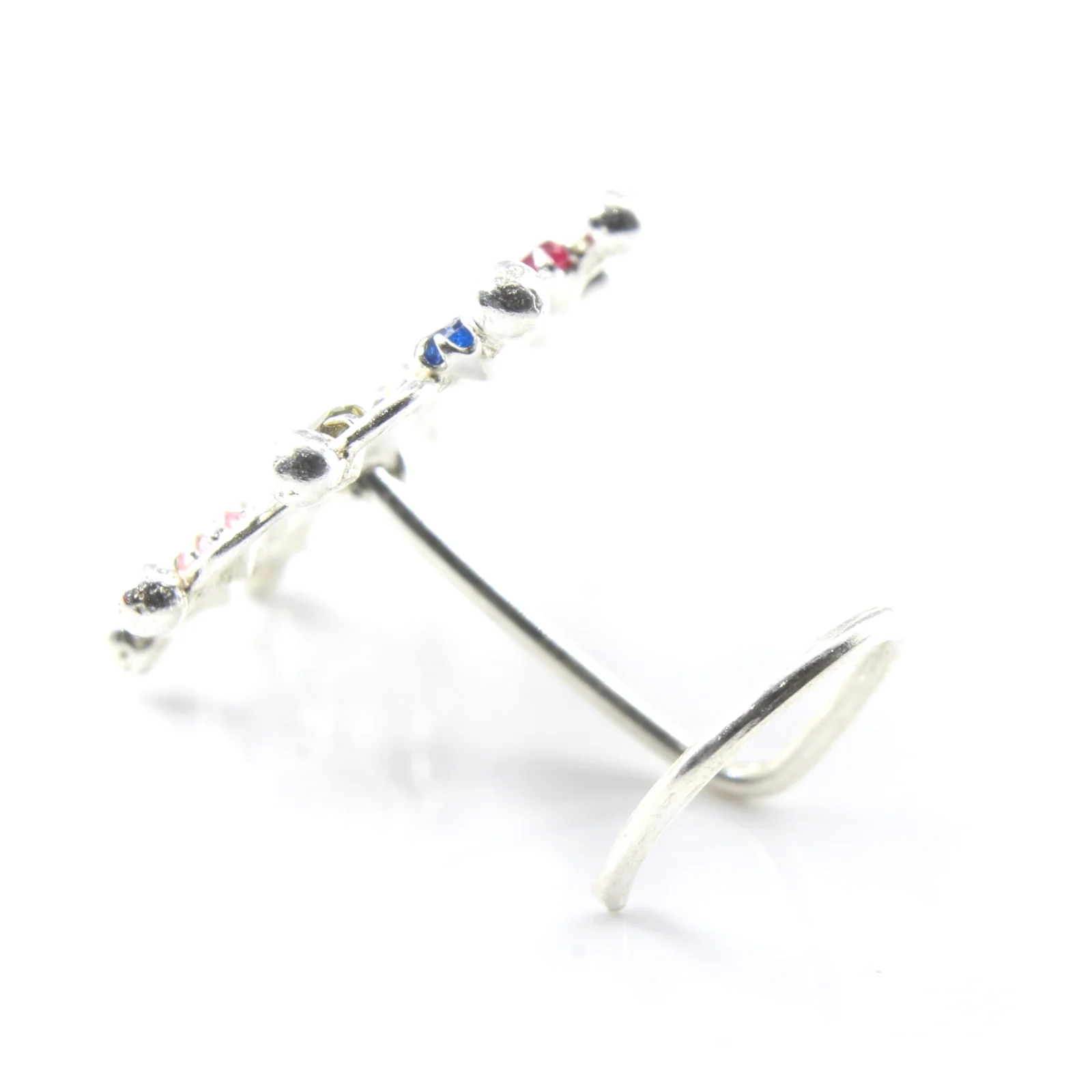 Large CZ Silver Nose Piercing - Image 8