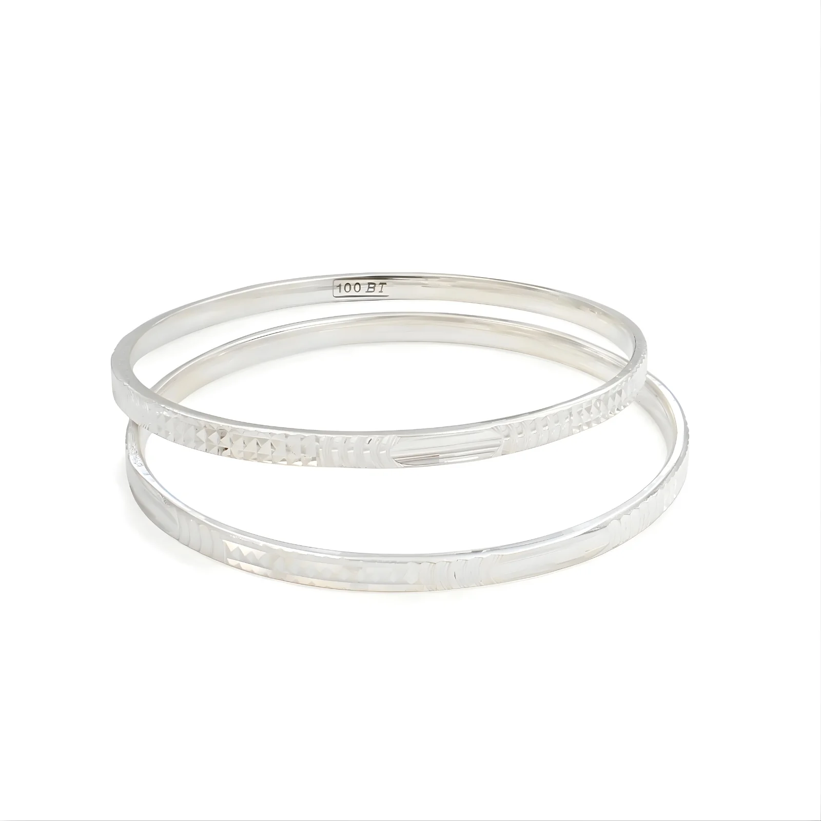 Intricate Cutouts 999 Pure Silver women Bangles Bracelet (Kangan) Pair - 5.8 CM - Image 3