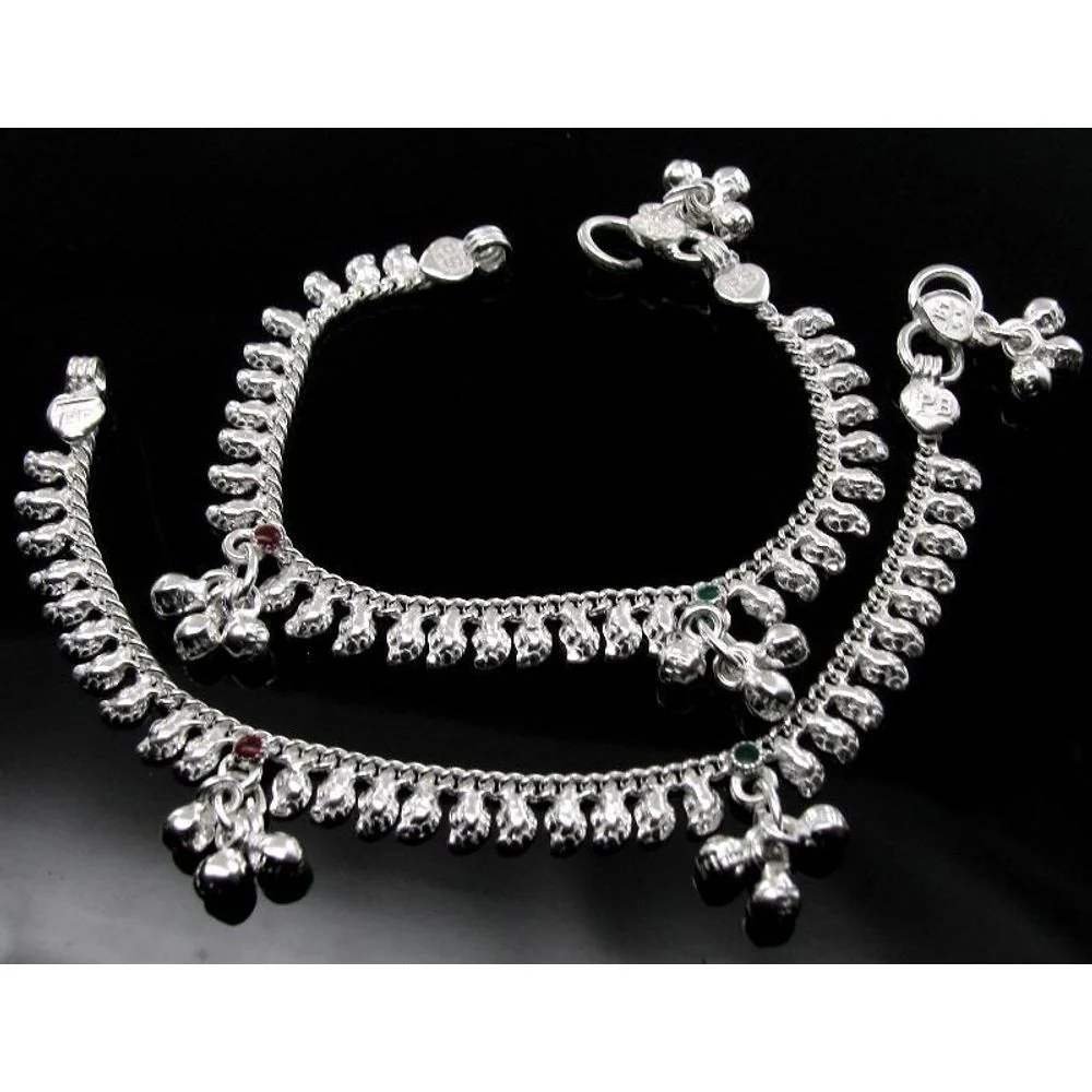 Kids Children's Anklets (Pajeb) Bracelet in Real Solid Silver 6 in - Image 2