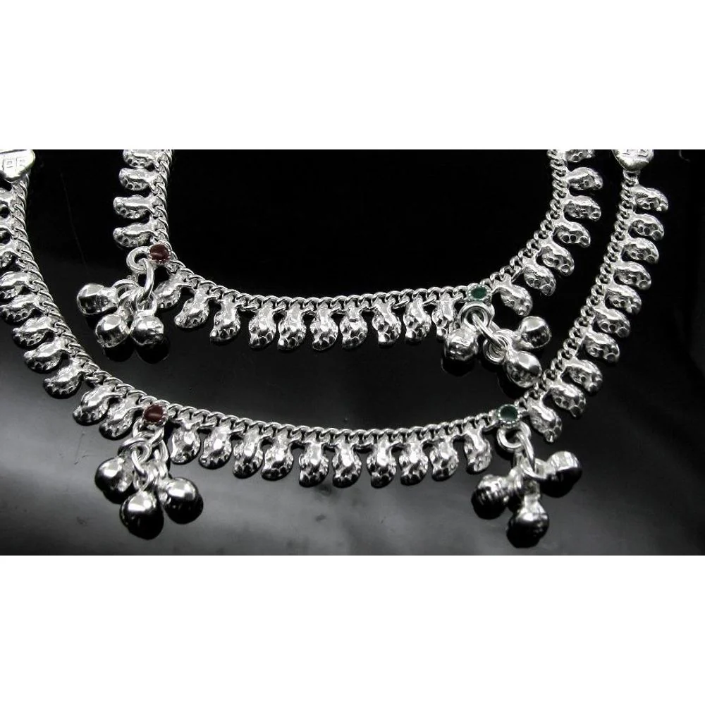 Kids Children's Anklets (Pajeb) Bracelet in Real Solid Silver 6 in - Image 3