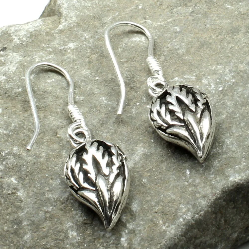 Leaf Oxidized dangle 925 Sterling Silver fish hook Earrings - Image 2