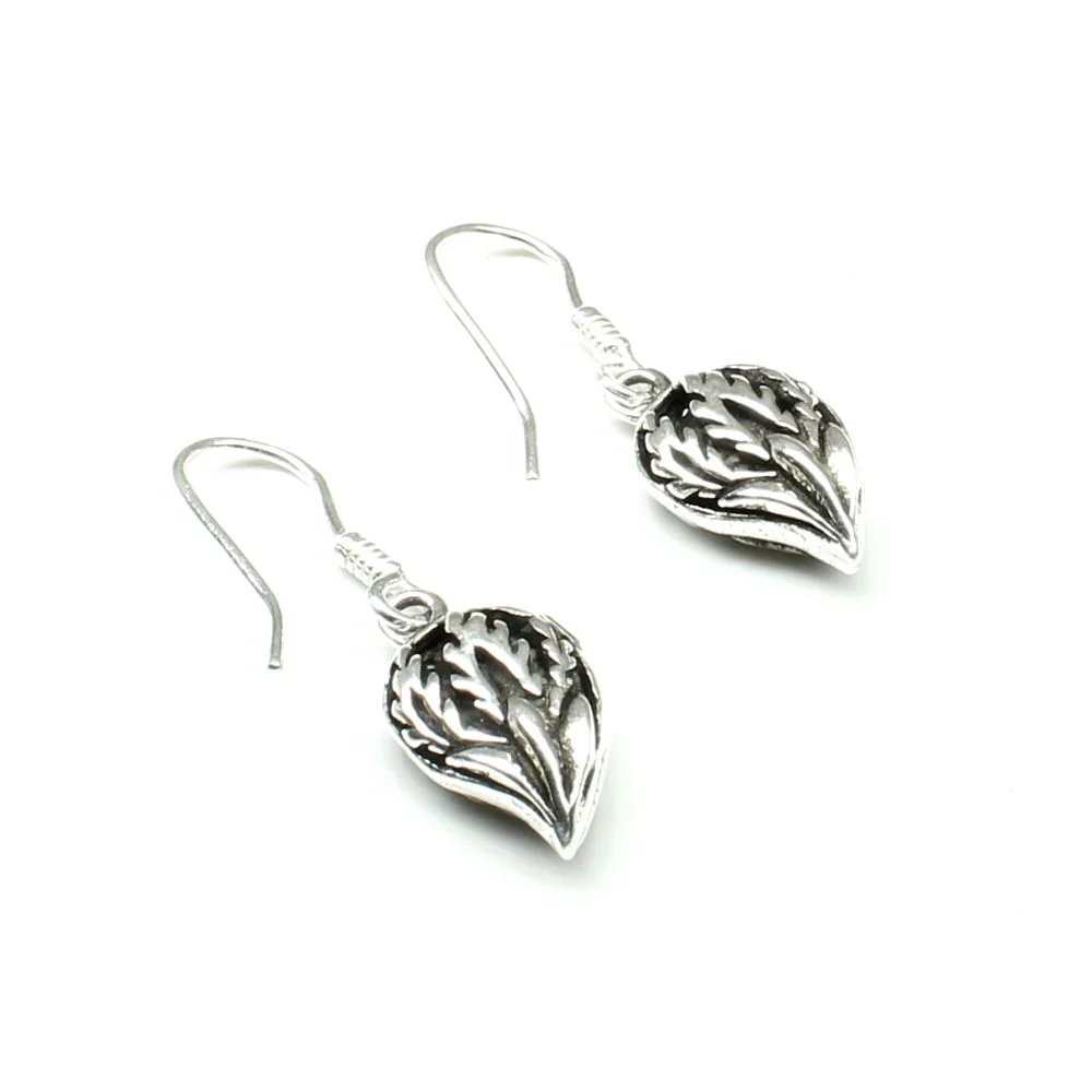 Leaf Oxidized dangle 925 Sterling Silver fish hook Earrings - Image 3