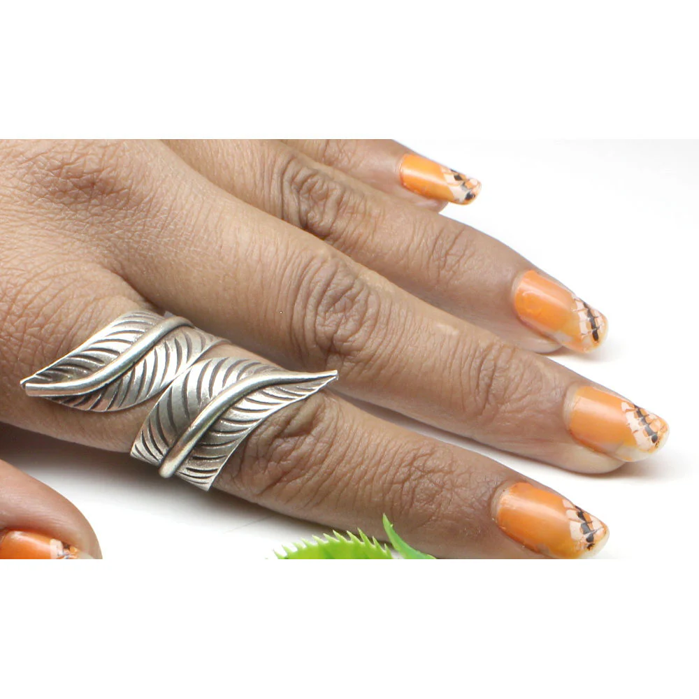 Leaf Wraparound 925 Sterling Silver Adjustable Ring