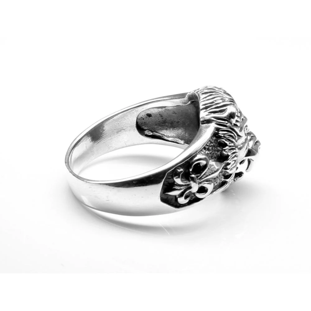 Lion Head Punk Oxidized 925 Sterling Silver Men's Bold Ring - Image 3