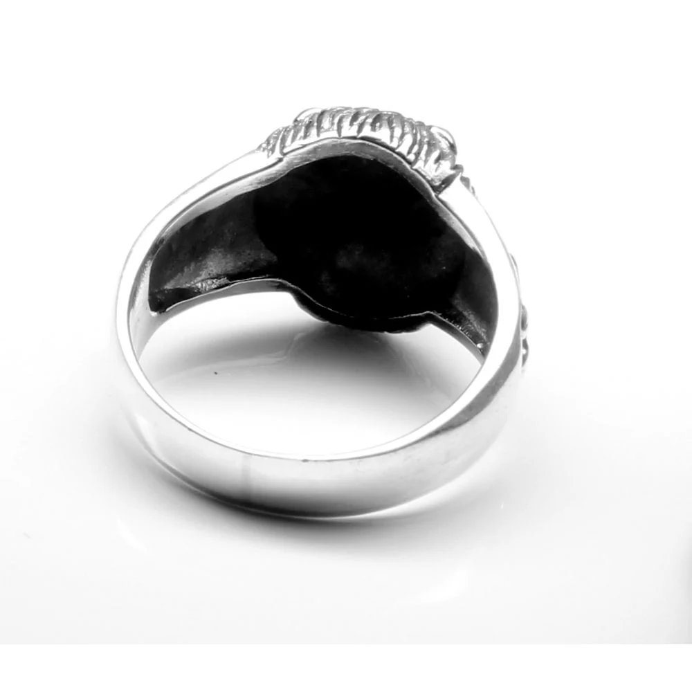 Lion Head Punk Oxidized 925 Sterling Silver Men's Bold Ring - Image 4