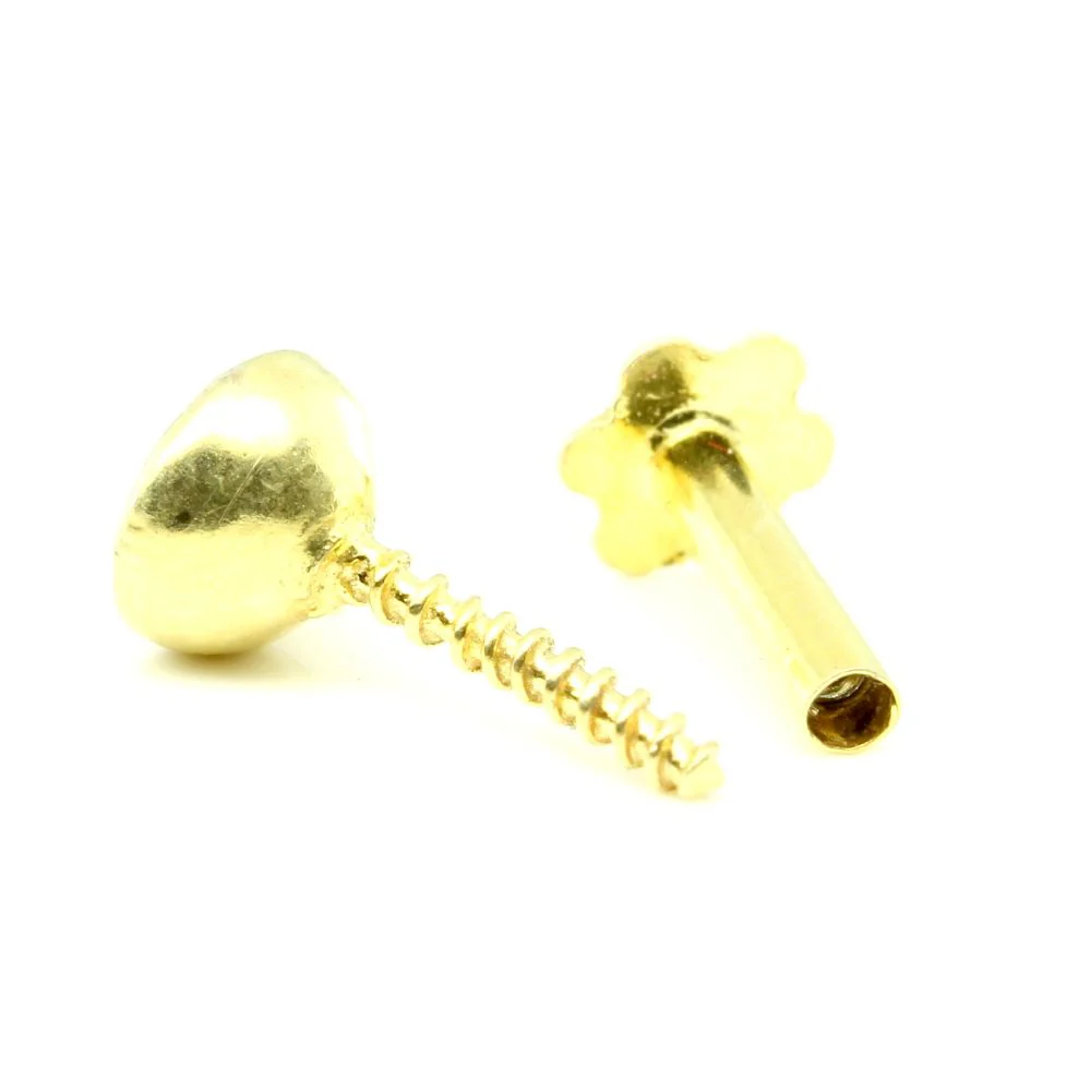 Lovely White CZ Piercing Nose Stud Solid Real 14k Yellow Gold Screw Back 18g - Image 3