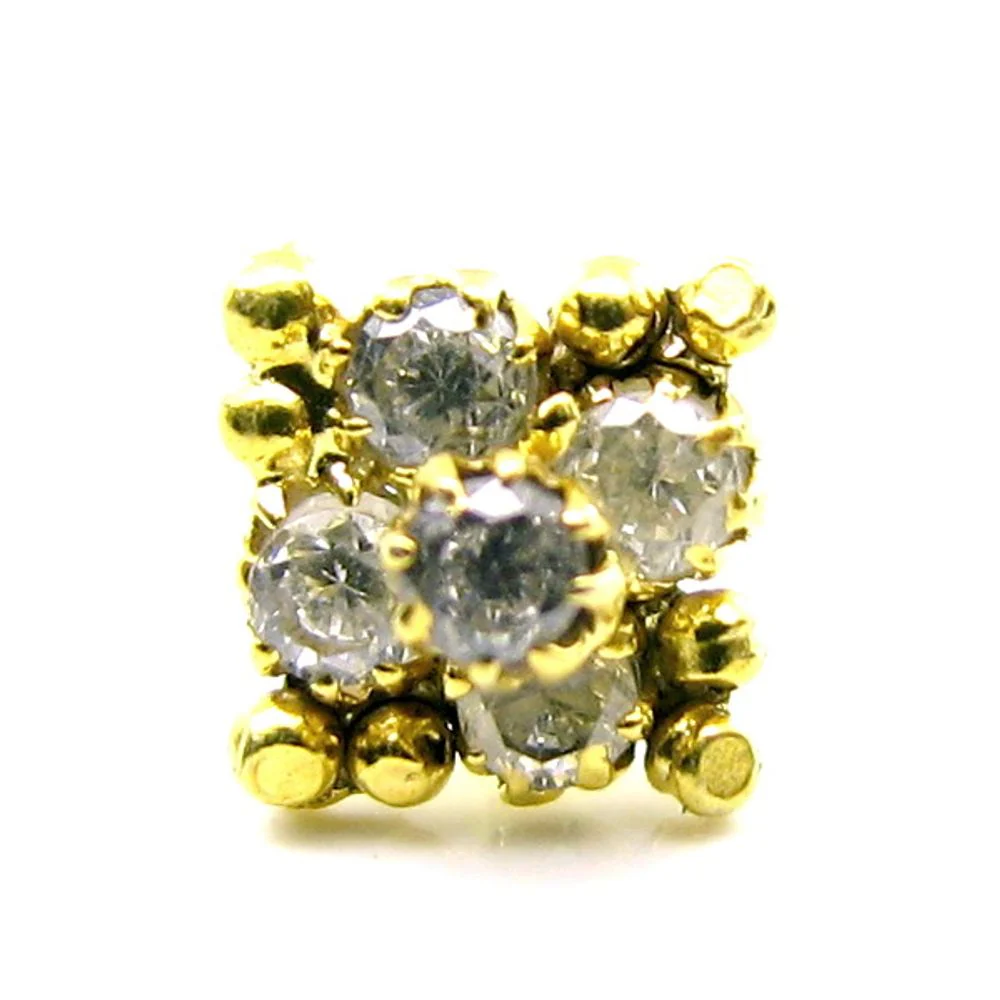 Lustrous CZ body piercing nose stud