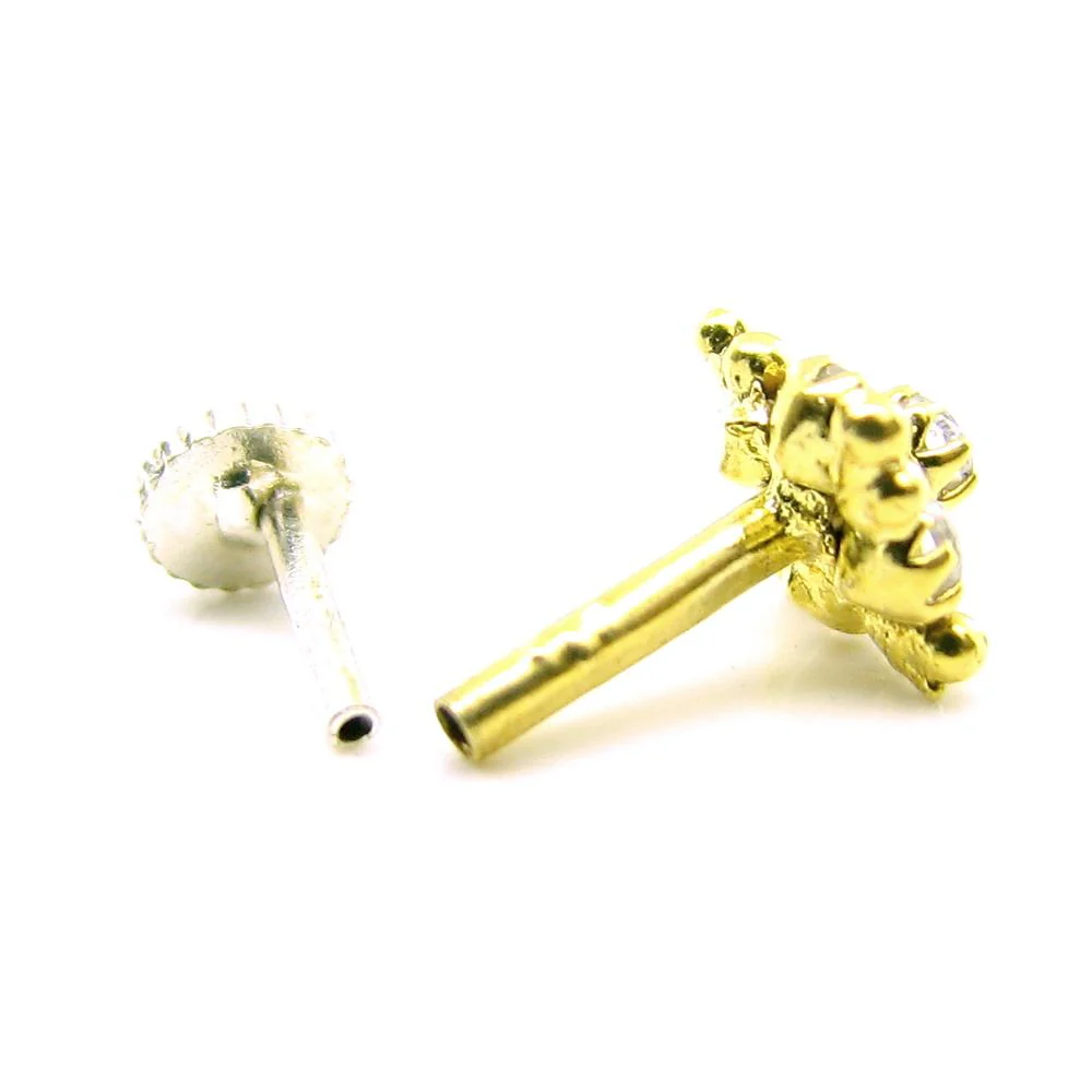 Lustrous CZ body piercing nose stud - Image 2