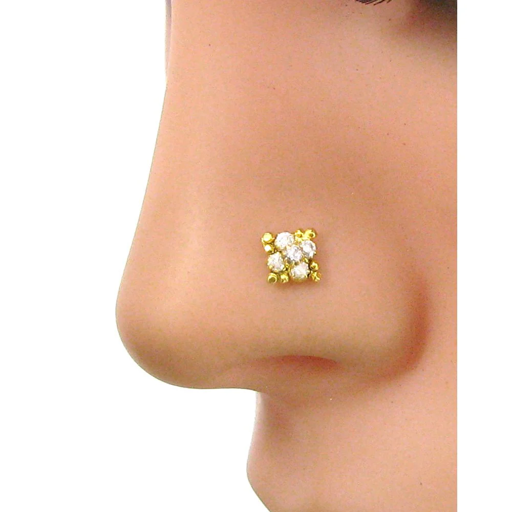 Lustrous CZ body piercing nose stud - Image 3