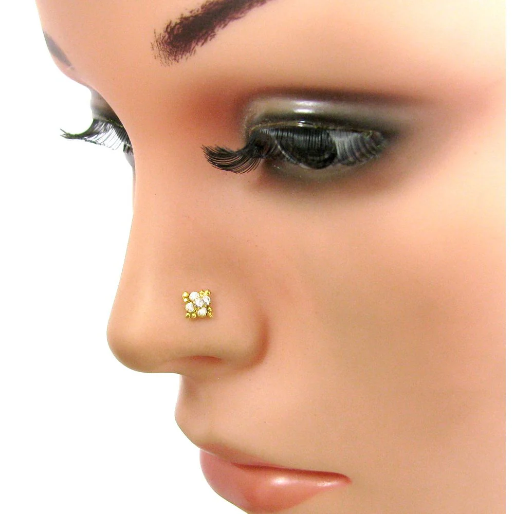 Lustrous CZ body piercing nose stud - Image 4