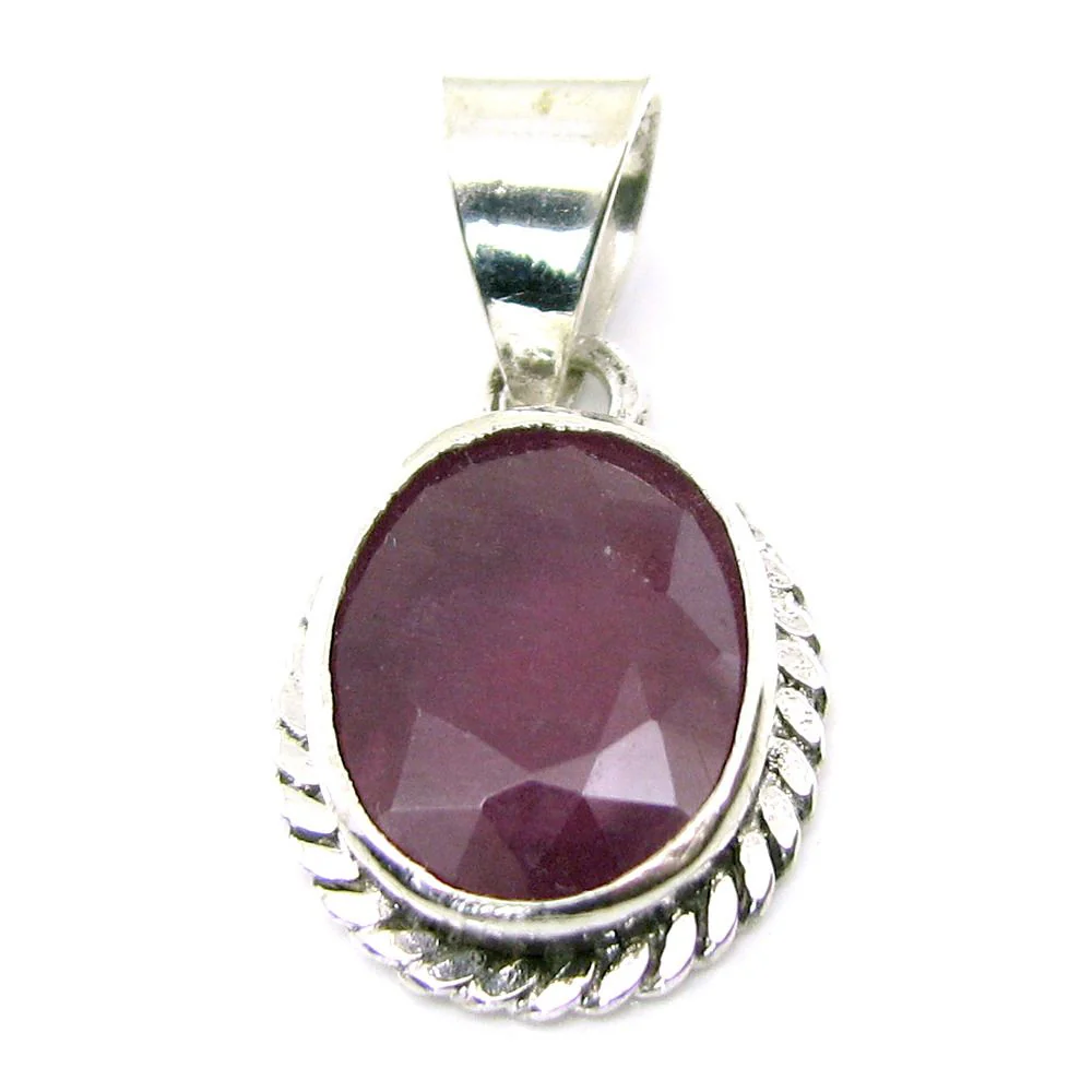 Majestic Ruby Rashi Ratna Pendant – Elegant Silver Birthstone Jewelry