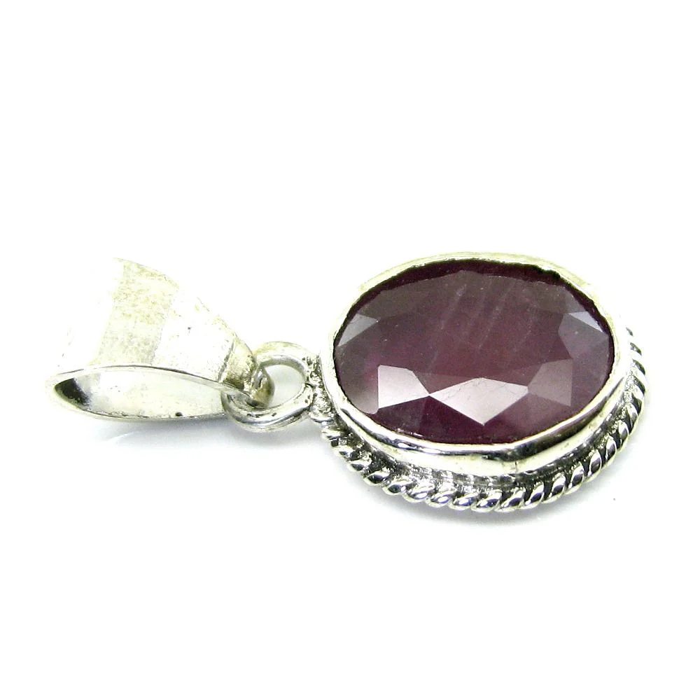 Majestic Ruby Rashi Ratna Pendant – Elegant Silver Birthstone Jewelry - Image 2