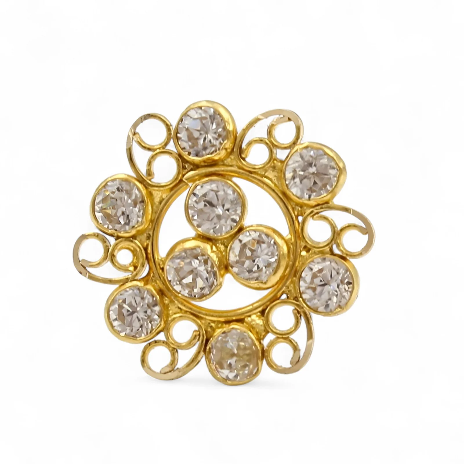 Medusa style 18K Real Gold White CZ Nose stud nose ring Push Pin - Image 3