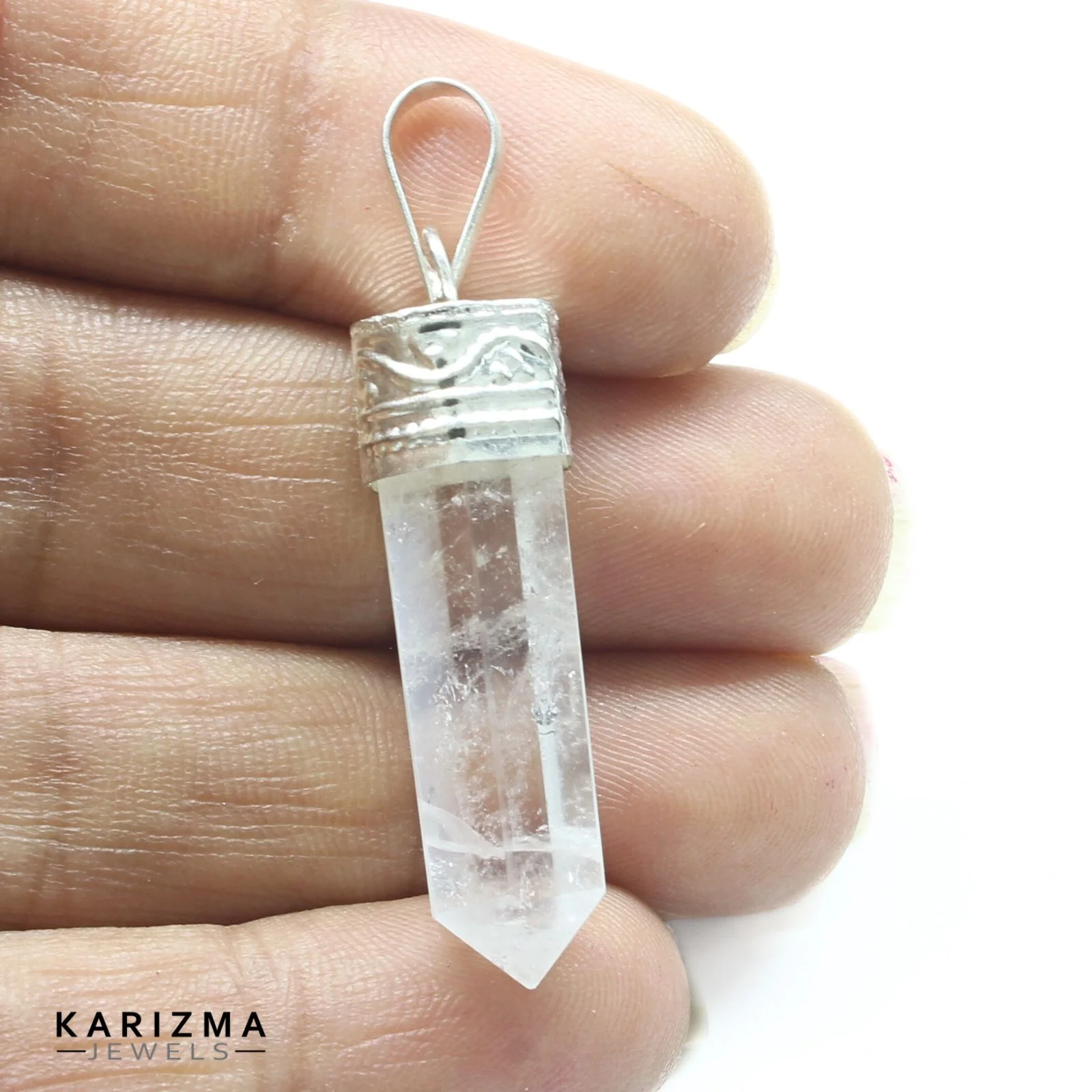 Minimalist Quartz Pencil Pendant – 21.8Ct Natural Point - Image 2