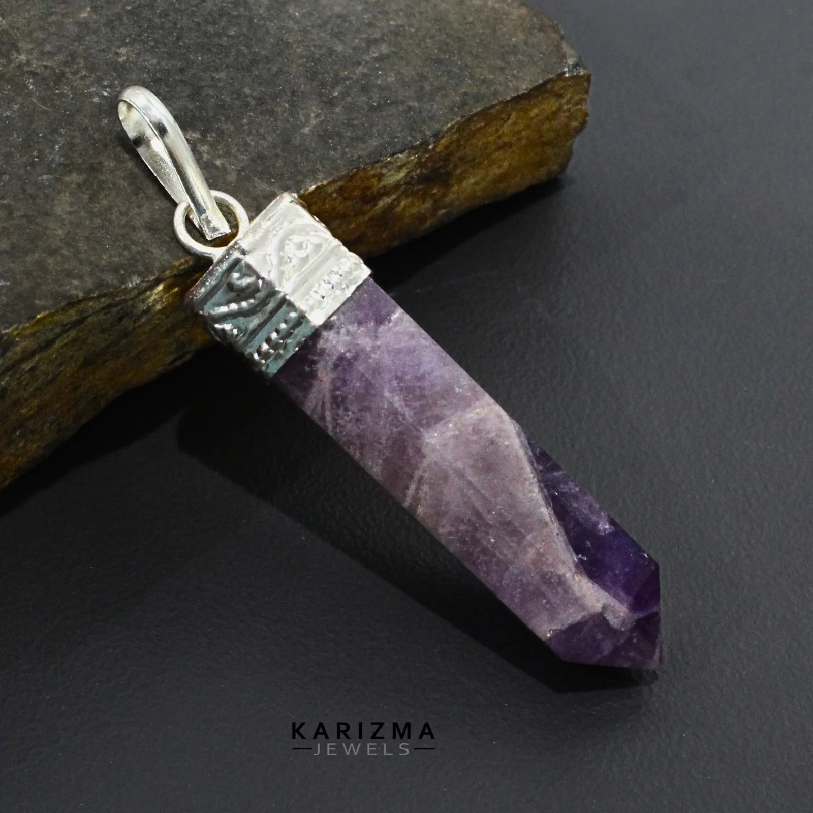 Natural Amethyst Energy Focus Pencil Pendant – Healing Crystal