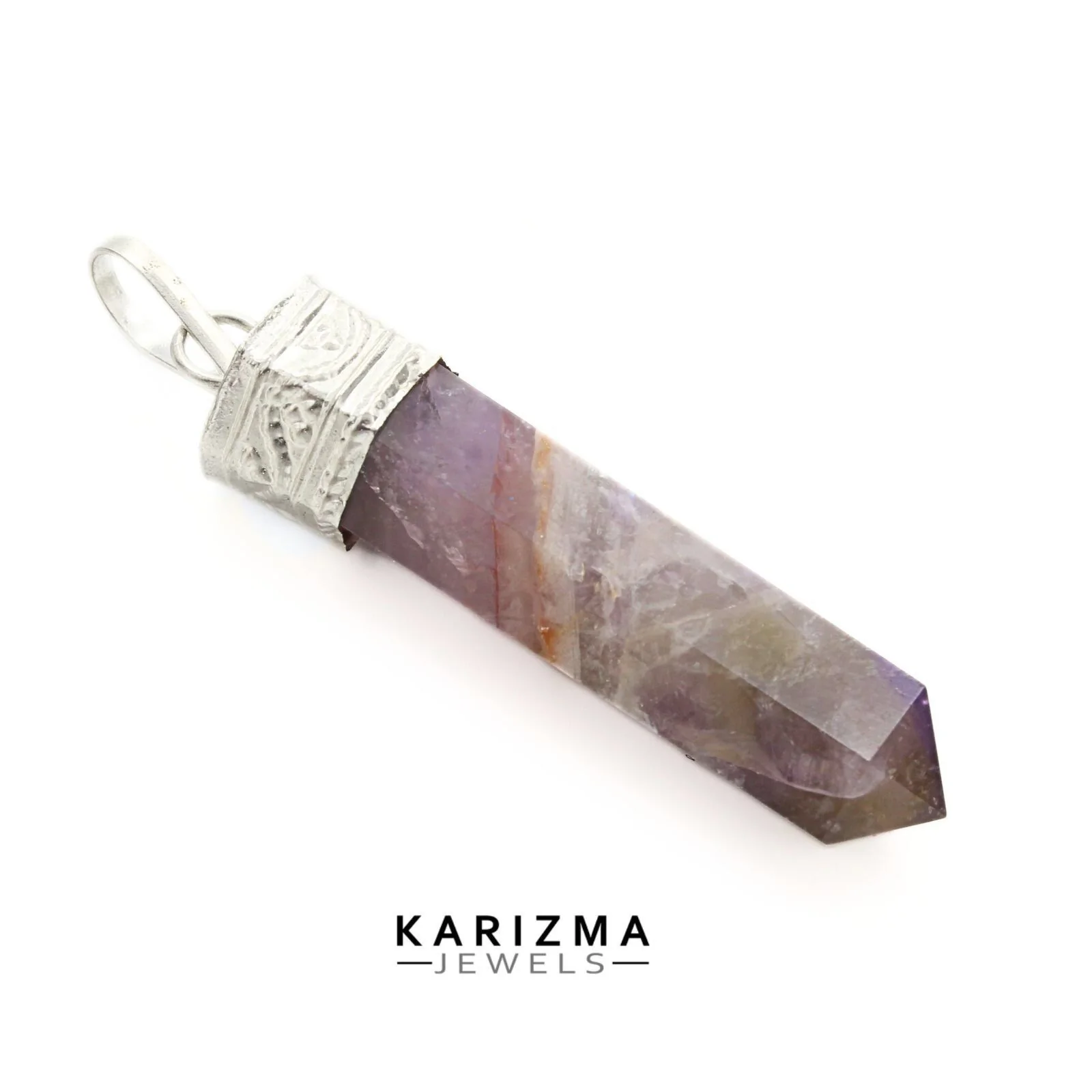 Natural Amethyst Energy Focus Pencil Pendant – Healing Crystal - Image 3