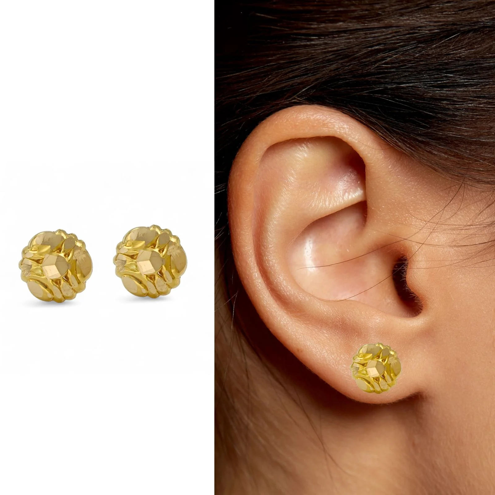 18K Gold Nose\Ear Stud Floral Screw Back – Handmade Indian Nose Pin for Women - Image 5