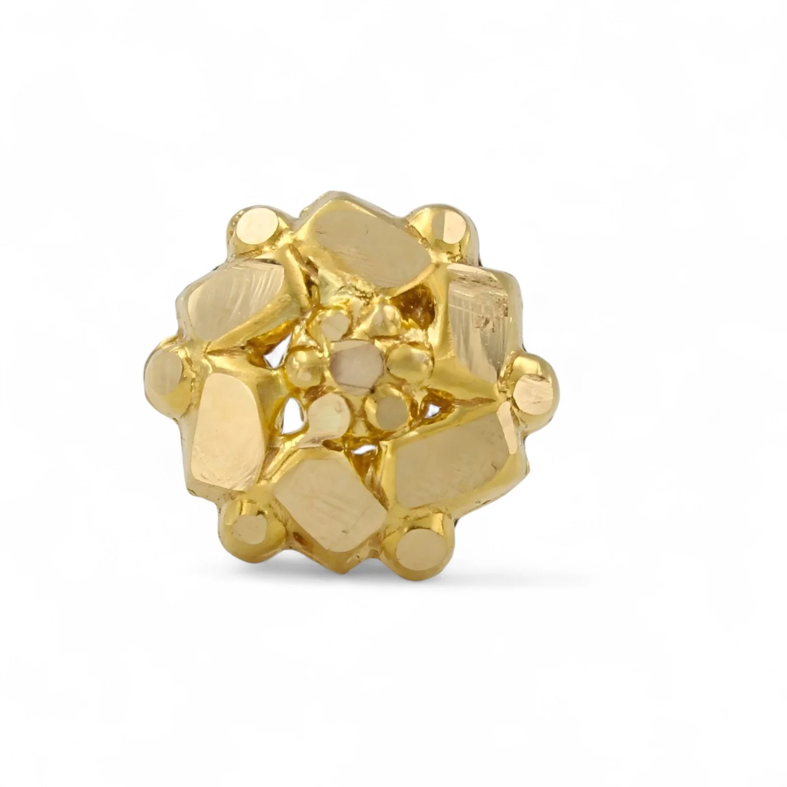 18K Gold Screw-Type Floral Nose\Ear Stud  – Handmade Indian Nose Jewelry for Women - Image 2